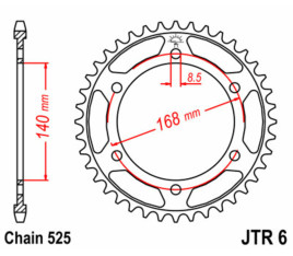 Couronne JT SPROCKETS acier standard 6 - 525 - 1075517002