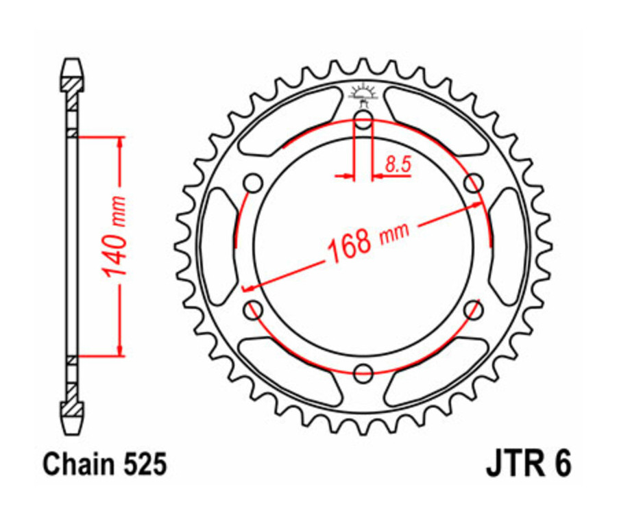 Couronne JT SPROCKETS acier standard 6 - 525