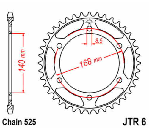 Couronne JT SPROCKETS acier standard 6 - 525 - 1075517002