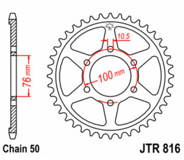 Couronne JT SPROCKETS acier standard 816 - 530 - 1075129009