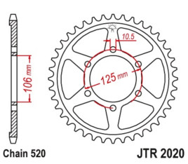 Couronne JT SPROCKETS acier standard 2020 - 520 - 1096593001