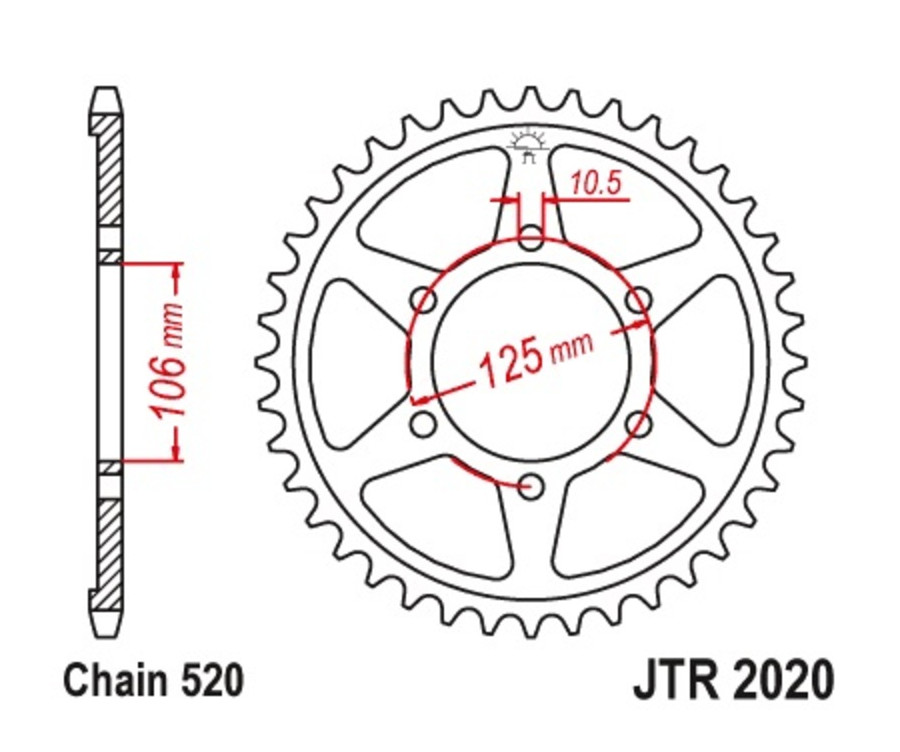 Couronne JT SPROCKETS acier standard 2020 - 520