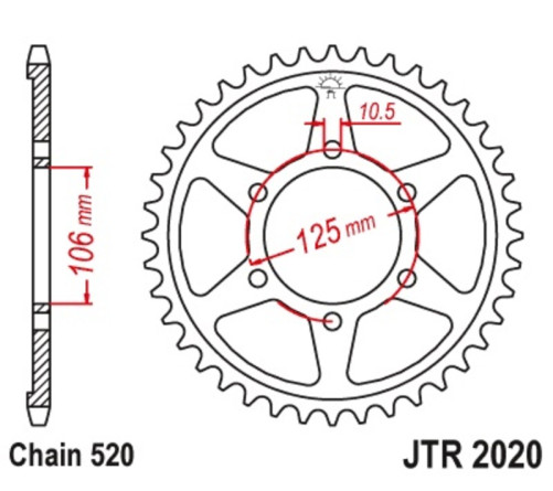 Couronne JT SPROCKETS acier standard 2020 - 520 - 1096593001