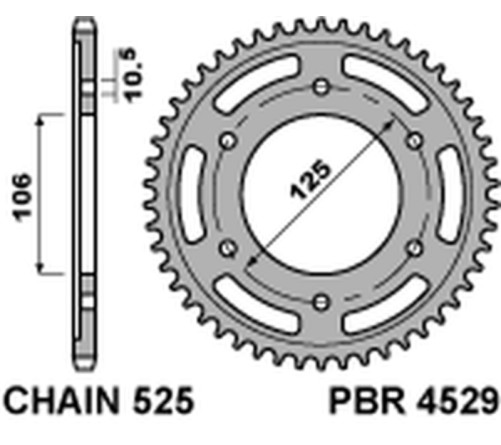 Couronne PBR acier C45 standard 4529 - 525 - 1075556003