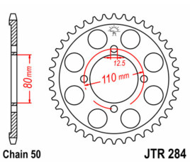 Couronne JT SPROCKETS acier standard 284 - 530 - 1075030005