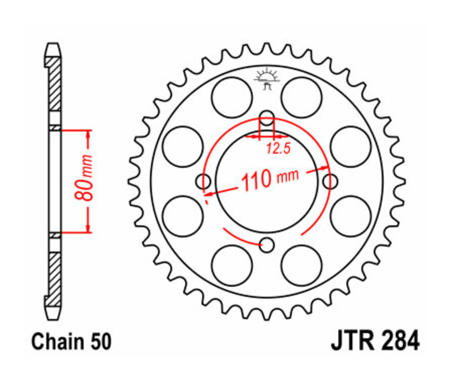 Couronne JT SPROCKETS acier standard 284 - 530