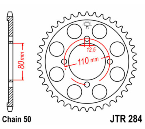 Couronne JT SPROCKETS acier standard 284 - 530 - 1075030005