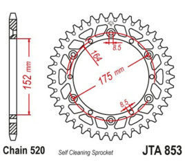 Couronne JT SPROCKETS aluminium ultra-light anti-boue 853 - 520 - 1096578008