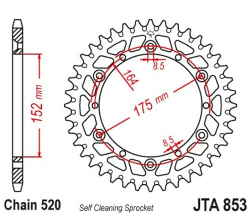 Couronne JT SPROCKETS aluminium ultra-light anti-boue 853 - 520 - 1096578008