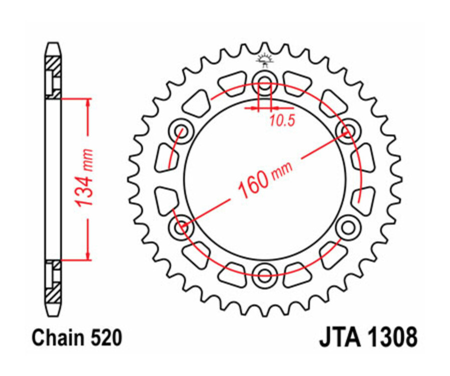 Couronne JT SPROCKETS aluminium Ultra-Light 1308 - 520