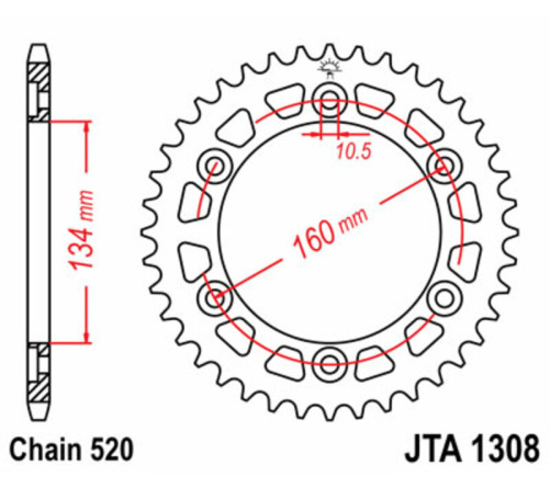 Couronne JT SPROCKETS aluminium Ultra-Light 1308 - 520 - 1074826002