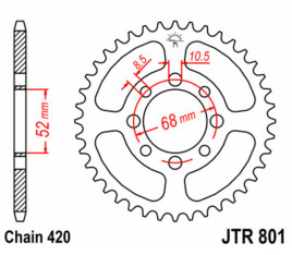 Couronne JT SPROCKETS acier standard 801 - 420 - 1075115005