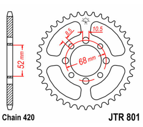 Couronne JT SPROCKETS acier standard 801 - 420 - 1075115005