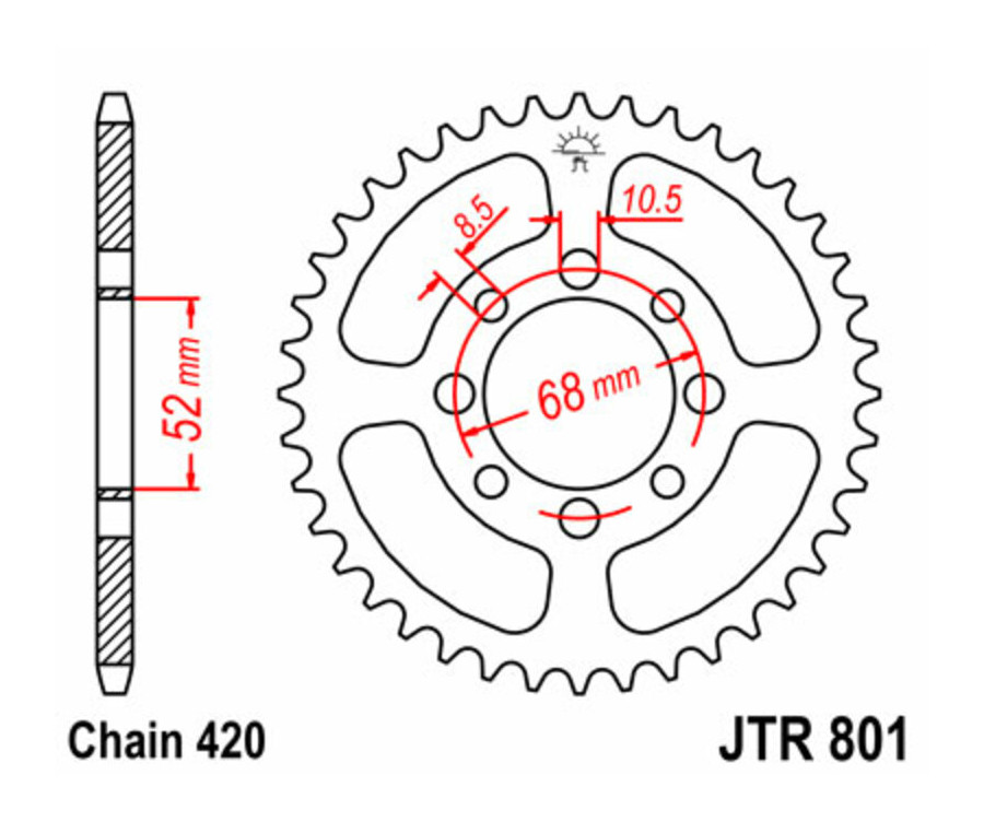 Couronne JT SPROCKETS acier standard 801 - 420