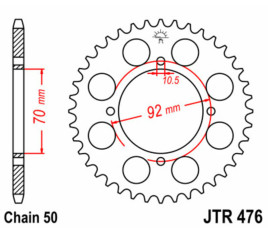 Couronne JT SPROCKETS acier standard 476 - 530 - 1075055007