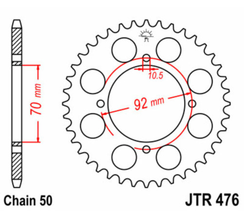 Couronne JT SPROCKETS acier standard 476 - 530 - 1075055007