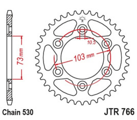 Couronne JT SPROCKETS acier standard 766 - 530 - 1075109001