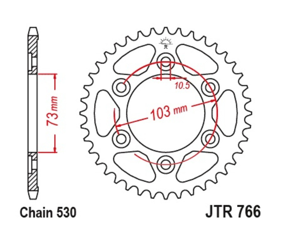 Couronne JT SPROCKETS acier standard 766 - 530