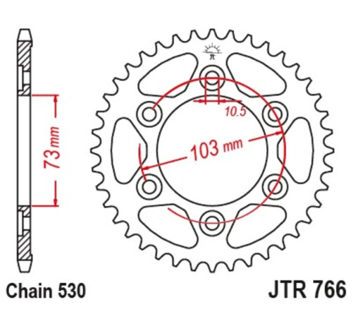 Couronne JT SPROCKETS acier standard 766 - 530 - 1075109001