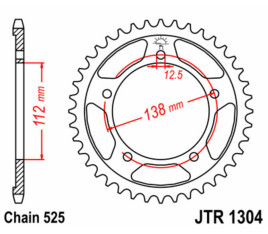 Couronne JT SPROCKETS acier standard 1304 - 525 - 1075496007