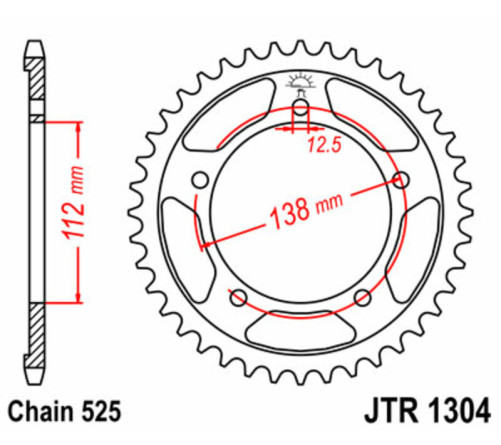 Couronne JT SPROCKETS acier standard 1304 - 525 - 1075496007