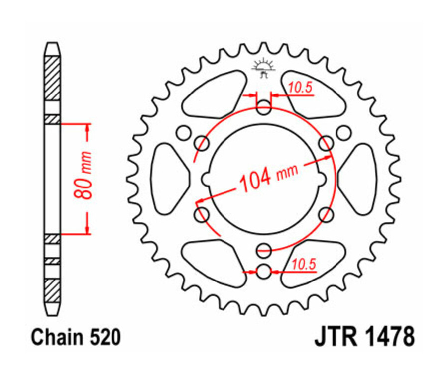 Couronne JT SPROCKETS acier standard 1478 - 520