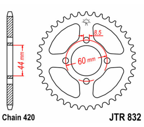 Couronne JT SPROCKETS acier standard 832 - 420 - 1075144006