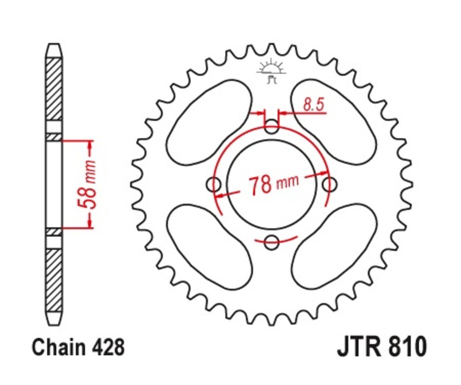 Couronne JT SPROCKETS acier standard 810 - 428