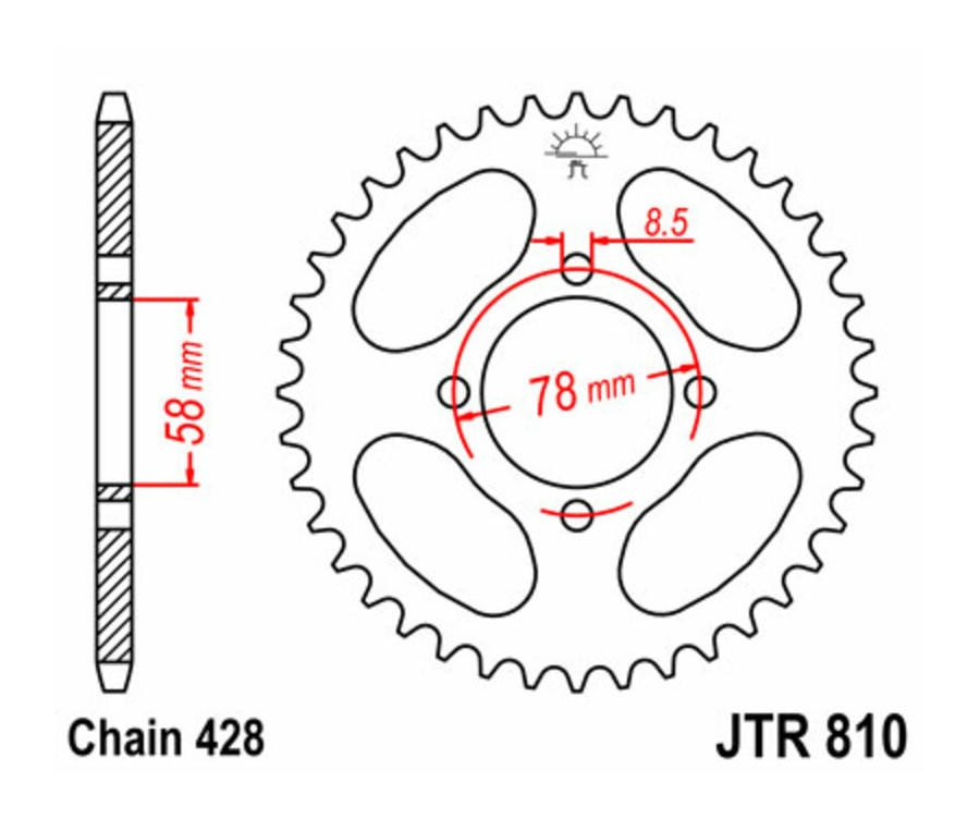 Couronne JT SPROCKETS acier standard 810 - 428