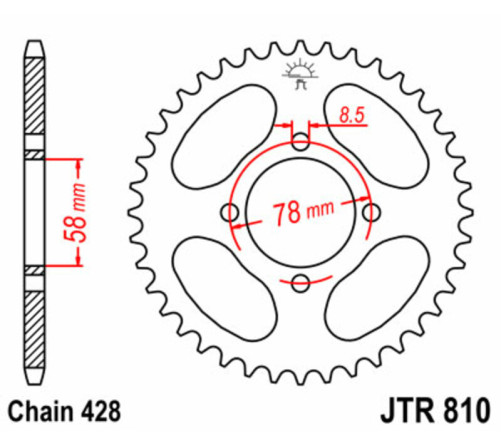 Couronne JT SPROCKETS acier standard 810 - 428 - 1075122003