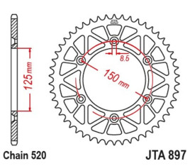 Couronne JT SPROCKETS Racelite aluminium noir 897 - 520 - 1096584010