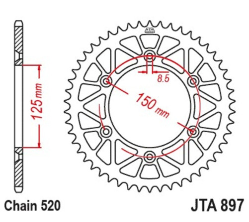 Couronne JT SPROCKETS Racelite aluminium noir 897 - 520 - 1096584010