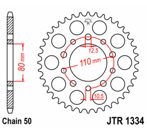 Couronne JT SPROCKETS acier standard 1334 - 530 - 1074904009