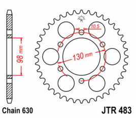 Couronne JT SPROCKETS acier standard 483 - 630 - 1075062002