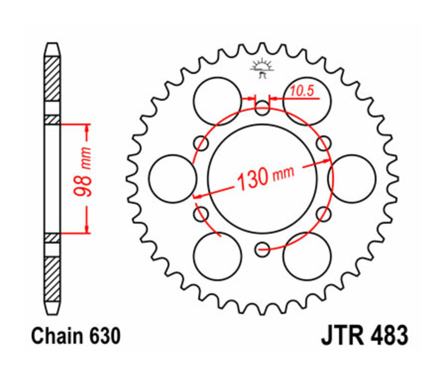 Couronne JT SPROCKETS acier standard 483 - 630