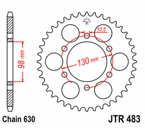 Couronne JT SPROCKETS acier standard 483 - 630 - 1075062002