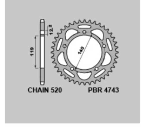 Couronne PBR aluminium ultra-light anodisé dur 4743 - 520