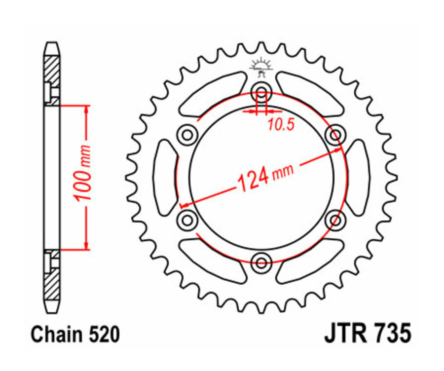 Couronne JT SPROCKETS acier standard 735 - 520