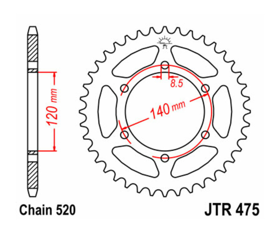 Couronne JT SPROCKETS acier standard 475 - 520