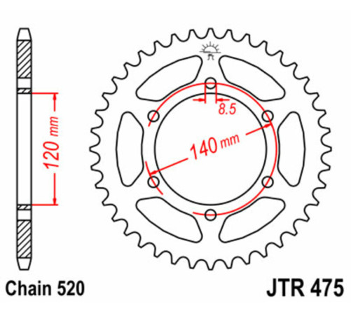 Couronne JT SPROCKETS acier standard 475 - 520 - 1075054001