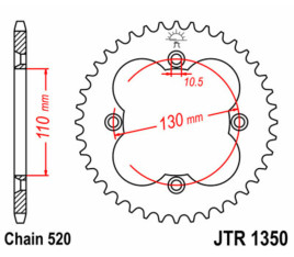 Couronne JT SPROCKETS acier standard 1350 - 520 - 1074908001