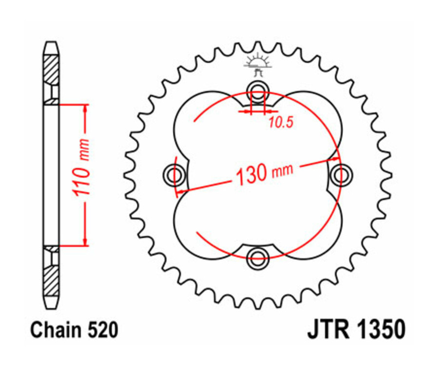 Couronne JT SPROCKETS acier standard 1350 - 520