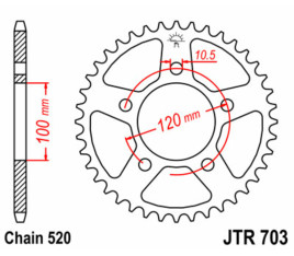 Couronne JT SPROCKETS acier standard 703 - 520 - 1075093001