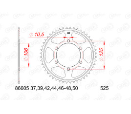 Couronne AFAM acier standard 86605 - 525