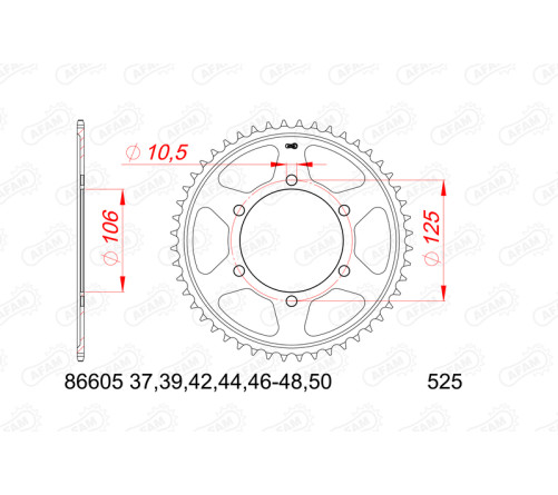 Couronne AFAM acier standard 86605 - 525