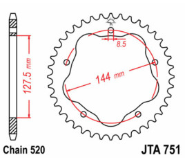 Couronne JT SPROCKETS acier standard 751 - 520 - 1075105003