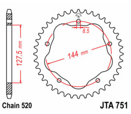 Couronne JT SPROCKETS acier standard 751 - 520 - 1075105001