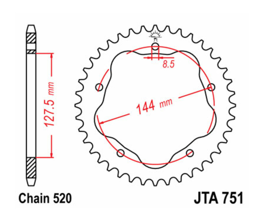 Couronne JT SPROCKETS acier standard 751 - 520