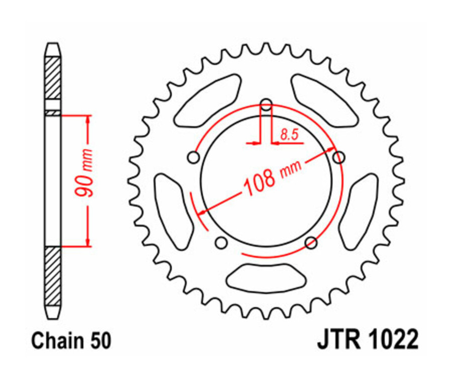 Couronne JT SPROCKETS acier standard 1022 - 530