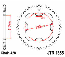 Couronne JT SPROCKETS acier standard 1355 - 428 - 1074913002